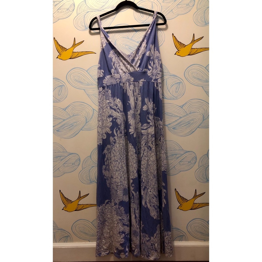 Garnet Hill Blue Floral Maxi Dress